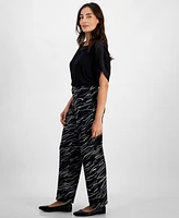 Jm Collection Petite Printed Wide-Leg Pull-On Knit Pants, Created for Macy's