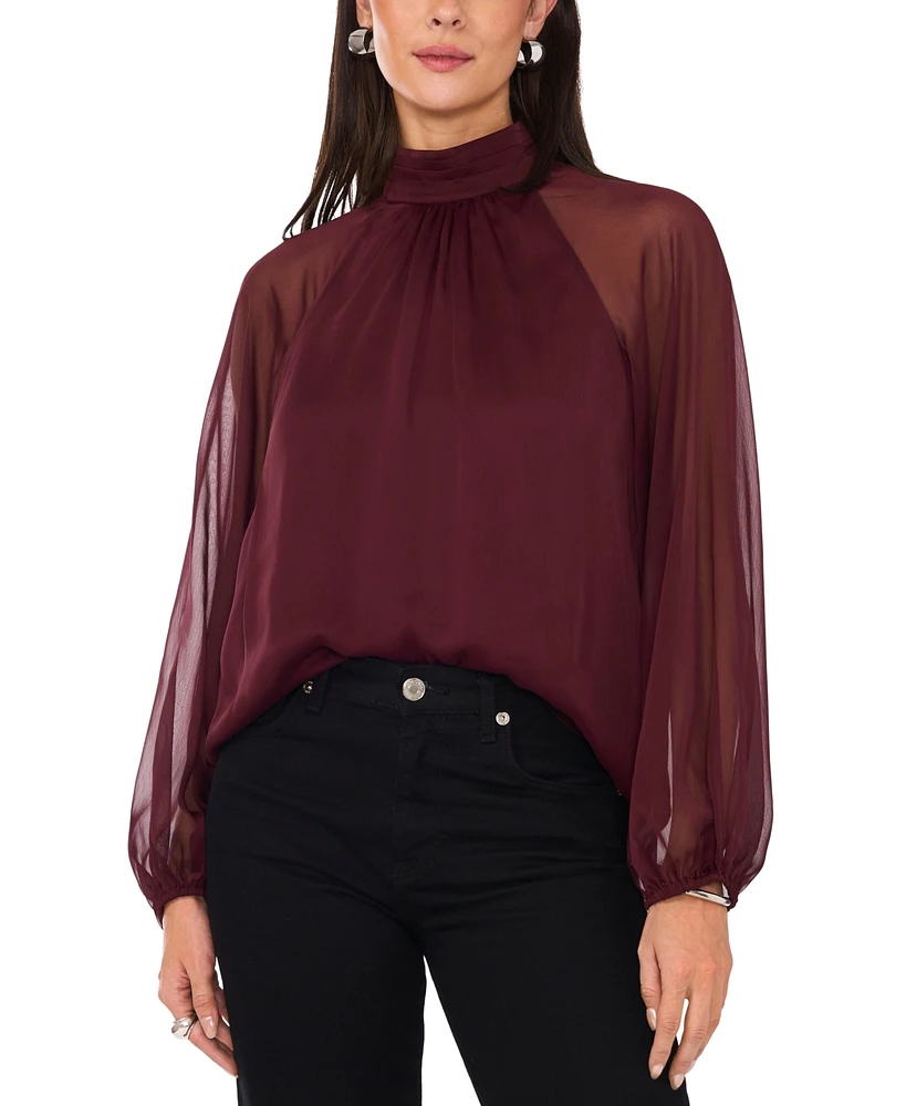 1.state Women's Mock Neck Raglan Sleeve Blouse