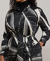 Lauren Ralph Plus Belted Geo-Print Shirtdress