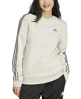 adidas Women's 3-Stripe Cotton Fleece Crewneck Sweatshirt