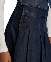 Polo Ralph Lauren Big Girls Pleated Cotton Denim Skirt