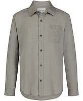 Calvin Klein Big Boys Solid Herringbone Long Sleeve Shirt