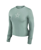 Fanatics Women's Green Dallas Cowboys Studio Fitted Long Sleeve Gym Top