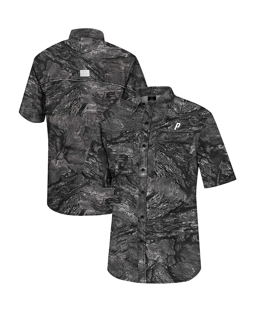 Colosseum Men's Charcoal Providence Friars Realtree Aspect Charter Full-Button Fishing Shirt