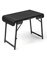 Sugift 3 Pieces Folding Camping Table Stool Set with 2 Retractable Led Stools
