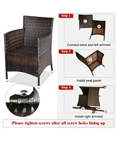 Sugift 3 Pieces Ergonomic Wicker Patio Conversation Set