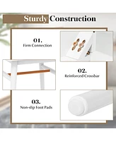 Sugift 1-Drawer Modern Bedside Table with Solid Wood Legs