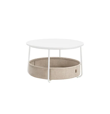 Slickblue Coffee Table with Fabric Storage Basket - Stylish and Functional Living Room Solution