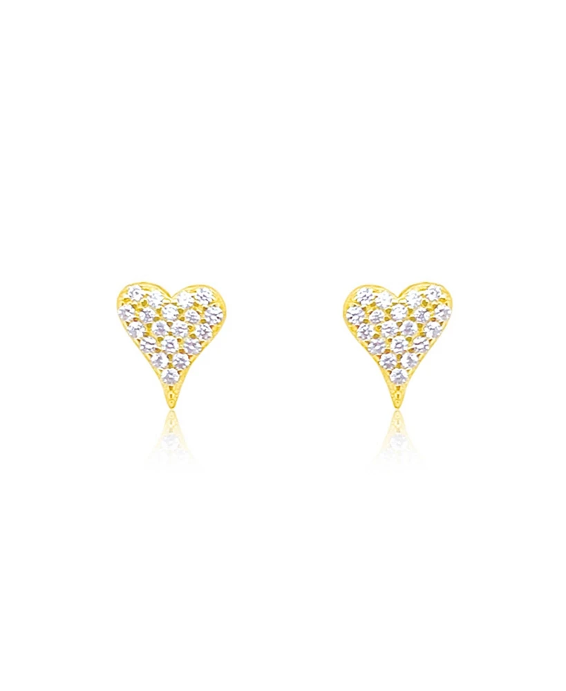 Etoielle Yellow Gold Tone Elongated Heart Studs