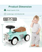 Gymax Retro Kids Ride-on Toy Sit to Stand Vehicle with Working Steering Wheel White