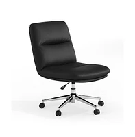 Merrick Lane Biel Mid-Back Height-Adjustable Armless Swivel Office Chair With Wheels - Padded Upholstered Back And Seat, Strong Frame