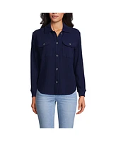 Lands' End Women's Waffle Relaxed Long Sleeve Shirt Jacket