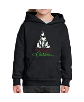 La Pop Art Girls Meowy Christmas Tree Word Hooded Sweatshirt