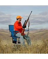 360° Swivel Hunting Chair with Mesh Cup Holder & Storage Pockets Cozy Backrest