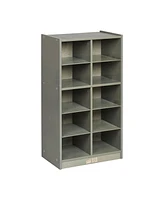 ECR4Kids 10 Cubby Mobile Tray Storage Cabinet, 5x2, Grey Wash