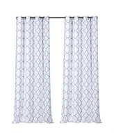 Kate Aurora 2 Pack: Thermal Lined Gray & White Trellis Grommet Blackout Curtains