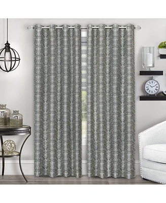 Kate Aurora Safari Living 2 Piece Python Room Darkening Grommet Top Curtain Panels - Brown 84 in. Long