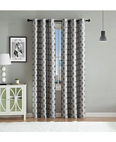 Kate Aurora Contemporary Living 2 Pack Semi Sheer Geometric Grommet Top Curtain Panels - Taupe