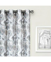 Kate Aurora Key West Summery Floral 2 Pack Grommet Top Sheer Curtain Panels - 54 in. W x 84 L, Spice