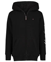 Tommy Hilfiger Big Boys Script Zip Front Sherpa Hoodie