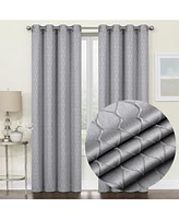 Kate Aurora 2 Piece Modern Lattice Semi Sheer Window Curtain Panels - 52 in. W x 84 in. L, Burgundy