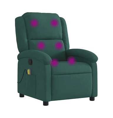 vidaXL Massage Recliner Chair Dark Green Velvet