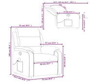 Massage Recliner Chair Light Gray Velvet