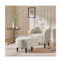 Yaheetech Contemporary Fabric Club Chair and Ottoman Set