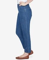 Ruby Rd. Petite Extra Stretch Denim Ankle Jean with Cutout Hem