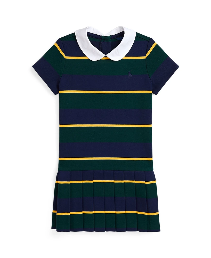 Polo Ralph Lauren Toddler And Little Girls Striped Pleated Ponte Dress