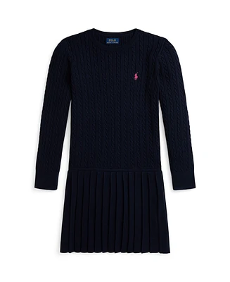 Polo Ralph Lauren Big Girls Mini Cable Pleated Cotton Sweater Dress