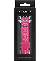 Coach Women's Pink Silicone Apple Watch Strap 38mm, 40mm, 41mm