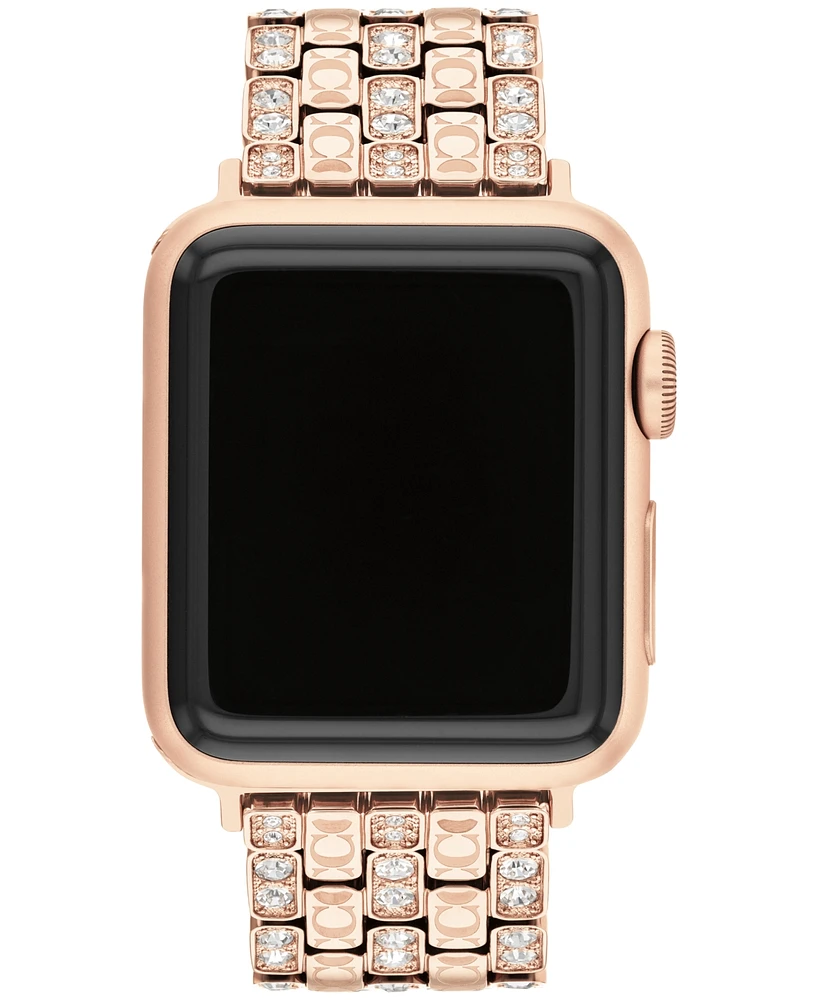 Coach Women's Rose Gold Stainless Steel with Crystals Apple Watch Strap 38mm, 40mm, 41mm