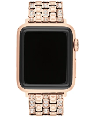 Coach Women's Rose Gold Stainless Steel with Crystals Apple Watch Strap 38mm, 40mm, 41mm