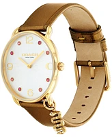 Coach Women's Elliot Tan Leather Strap Watch 36mm