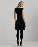 Lauren Ralph Women's Belted Velvet Cap-Sleeve Dress