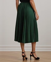 Lauren Ralph Women's Pleated Satin Charmeuse Skirt