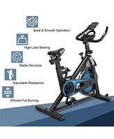 Sugift Indoor Silent Belt Drive Adjustable Resistance Cycling Stationary Bike-Blue