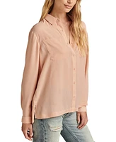 Lucky Brand Women's Collared Pleated Back Button-Front Shirt