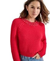 Dkny Jeans Women's Crystal-Embellished Raglan-Sleeve Sweater