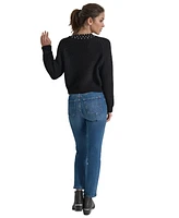 Dkny Jeans Women's Crystal-Embellished Raglan-Sleeve Sweater