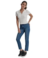 Dkny Jeans Women's Short-Sleeve Ribbed Knit Polo Shirt