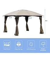 Skonyon 11.5 x 11.5 Feet Fully Enclosed Outdoor Gazebo with Removable 4 Walls