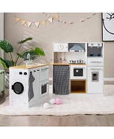 2-Pieces Wooden Kids Kitchen Playset with Light and Sound