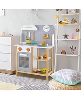 Wooden Toddler Pretend Kitchen Set with Cookware Accessories for Boys and Girls