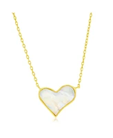 Simona Sterling Silver, Center Pave Cz Heart Necklace