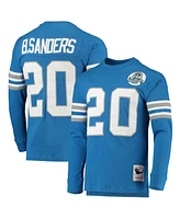 Mitchell & Ness Men's Barry Sanders Blue Detroit Lions 1993 Retired Player Name Number Long Sleeve T-shirt