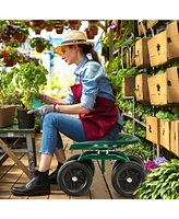 Sugift Garden Rolling Workseat with 360° Swivel Seat and Adjustable Height