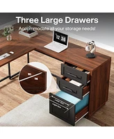 Tribesigns L-Shaped Computer Desk with Drawers, 55" Office Desk with File Drawer Storage, L