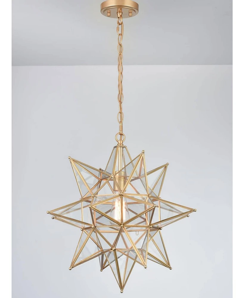 Moose Modern Star Pendant Light Boho Gold Hanging Ceiling Light with Clear Glass